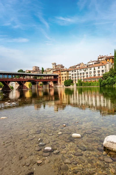 Den Gamla Staden Bassano Del Grappa Med Floden Brenta Och — Stockfoto