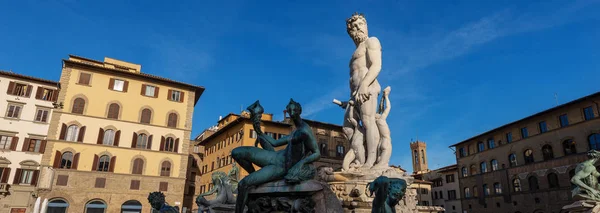 Detail of the fountain of Neptune, Roman God (Bartolomeo Ammannati 1560-1565) Piazza della Signoria, in Florence, Italy, Europe
