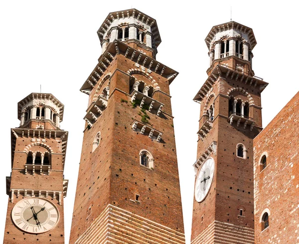Medieval Tower Torre Dei Lamberti Century Isolated White Background Verona — Stock Photo, Image