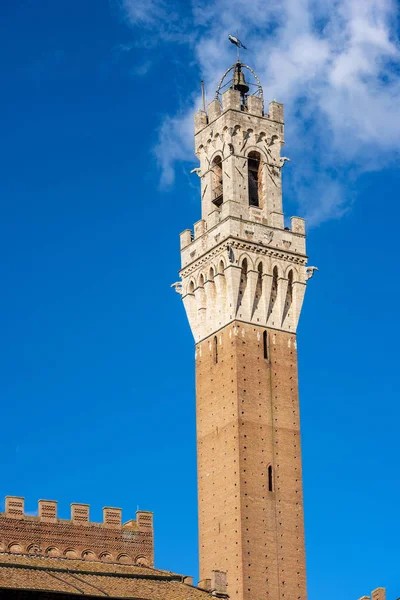 Torre Del Mangia Piazza Del Campo 1348 Antiga Cidade Siena — Fotografia de Stock