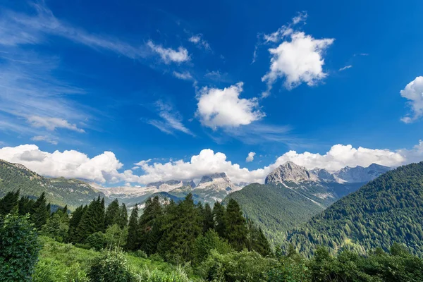 Brenta Dolomites, west side, seen from Rendena Valley. National Park of Adamello Brenta. Trentino Alto Adige, Italy, Europe
