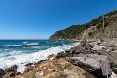 Sahil ve Liguria İtalya - Framura Akdeniz beach