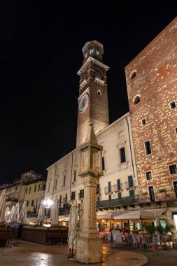 Piazza delle Erbe at Night - Verona Veneto Italy clipart