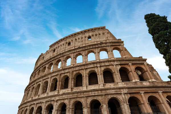 Colosseo of Rome, Amphitheatrum Flavium 72 a.D. Ancient Coliseum or Colosseum. UNESCO world heritage site. Latium, Italy, Europ