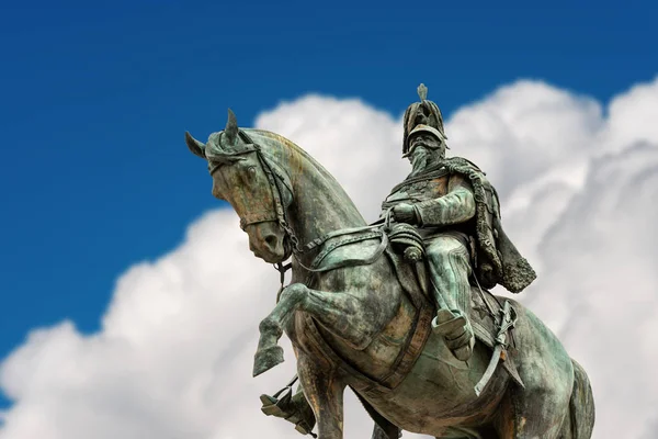 Památník Vittoria Emanuele II na koni-Vittoriano Řím Itálie — Stock fotografie