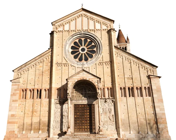 Basilica di San Zeno isolata su bianco - Verona — Foto Stock