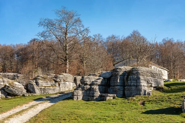 stock image Karst Formations Lessinia Italy - Limestone Monoliths