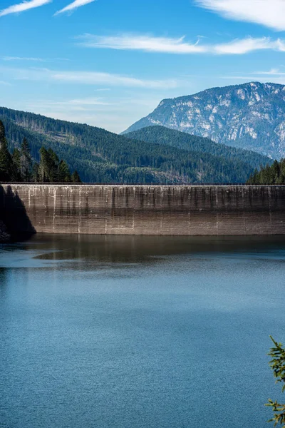 Lake with dam - Lago di Paneveggio Trentino Alto Adige Italy — Stock Photo, Image