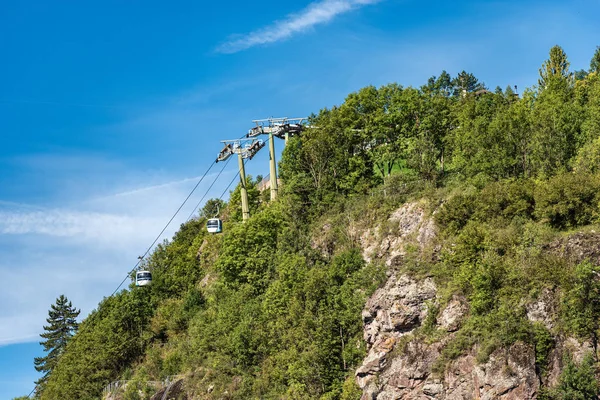 Overhead cable car in Italian Alps - Cavalese Cermis Trentino Italy — Stock Photo, Image