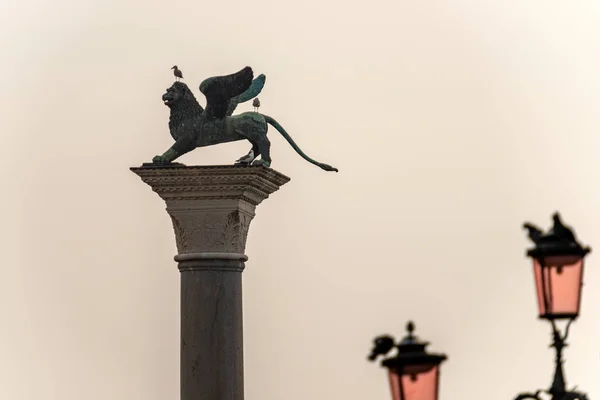 León alado de la plaza de San Marco - Venecia Italia — Foto de Stock