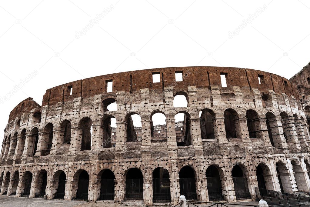 Colosseo of Rome isolated on white - Ancient coliseum in Italy