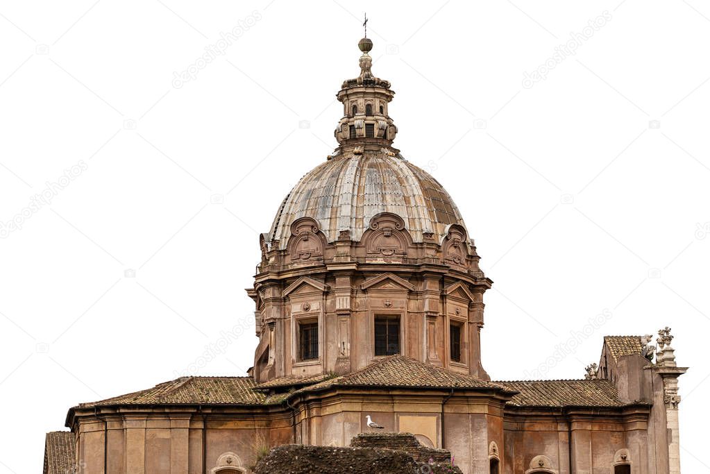 Church of Saints Luca and Martina isolated on white - Rome Italy