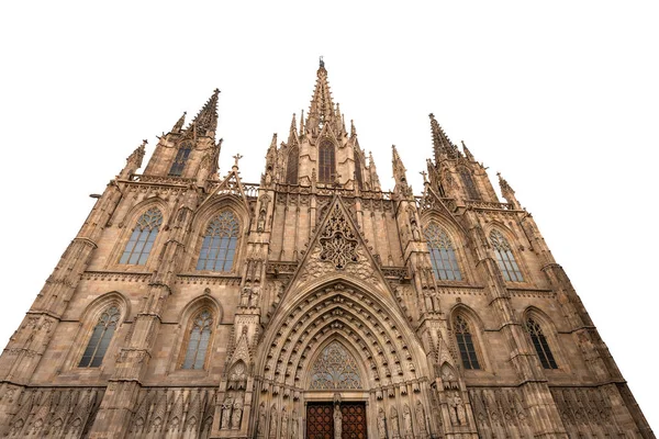 Barcelona Cathedral isolated on white background - Spain — Stock Photo, Image