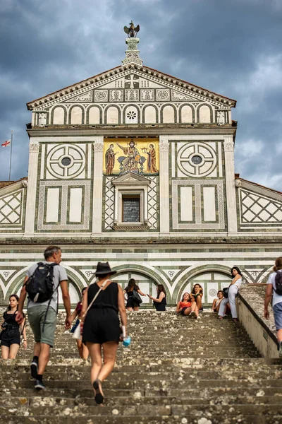 Florence Italie Août 2020 Façade Célèbre Basilique San Miniato Monte — Photo