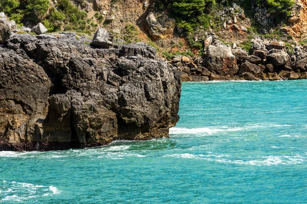 Closeup Cliff Mediterranean Sea Gulf Spezia Liguria Italy Europe — Stock Photo, Image