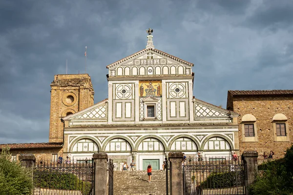 Florenz Italien Aug 2020 Fassade Der Berühmten Basilika San Miniato — Stockfoto