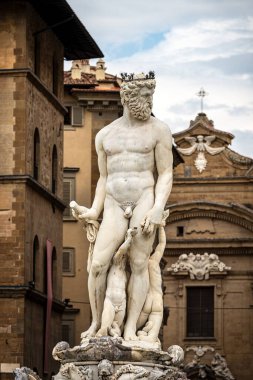 Neptün Çeşmesi (Roma tanrısı), Bartolomeo Ammannati 1560-1565, Piazza della Signoria, Florence, UNESCO dünya mirası alanı, Toskana, İtalya, Avrupa