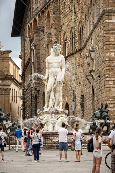 海王星的源头 罗马神 Bartolomeo Ammannati 1560 1565 Piazza Della Signoria Florence — 图库照片