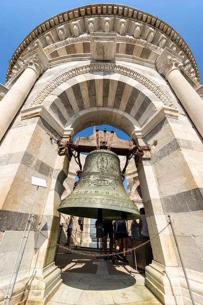 比萨斜塔 Piazza Dei Miracoli 的钟楼之一 奇迹广场 的特写 托斯卡纳 意大利 欧洲教科文组织世界遗产场址 — 图库照片