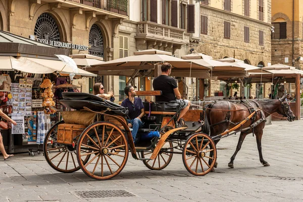 Florence Italy Aug 2020 Sightseeing Tour Horse Drawn Carriage Florence — 图库照片