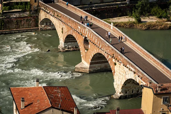 Ponte Pietra Puente Piedra Siglo Monumento Romano Más Antiguo Verona — Foto de Stock