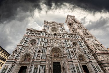 Floransa Katedrali, Santa Maria del Fiore Duomo ve Giotto çan kulesi (Campanile). UNESCO dünya mirası sahası, Toskana, İtalya, Avrupa.