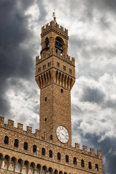Firenze Torre Dell Orologio Palazzo Vecchio 1299 Chiamata Torre Arnolfo — Foto Stock