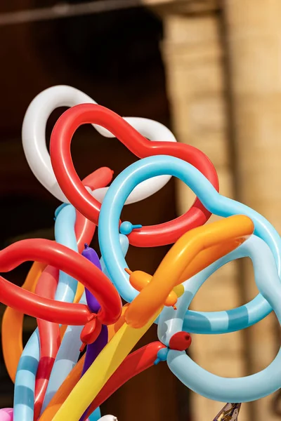 Balões Multicoloridos Forma Coração Para Venda Centro Bolonha Itália Durante — Fotografia de Stock