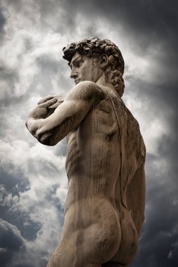 Michelangelo Buonarotti 'nin Davut Heykeli, Piazza della Signoria' daki Rönesans heykelinin başyapıtı, Floransa şehir merkezi, Toskana, İtalya, Avrupa