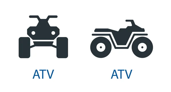 Terenowy rower Quad atv ikona na białym tle widok z przodu motocykli off-road wektor zestaw znak — Wektor stockowy