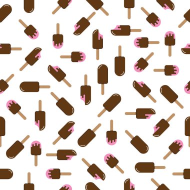 Dondurma pembe çikolata sır rastgele doldurma ile Dikişsiz desen duvar kağıdı dağınık. Düz resimde arka plan