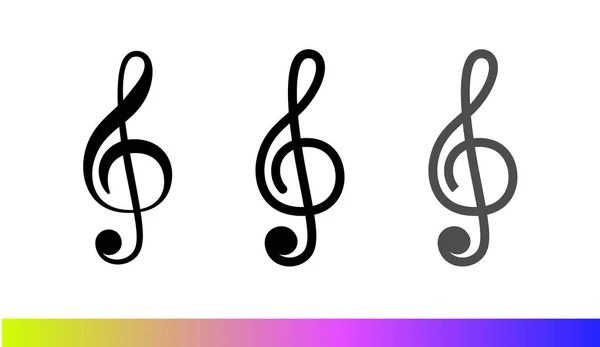 Набор векторных значков музыкального ключа Treble clef. Изолированный на белом фоне — стоковый вектор