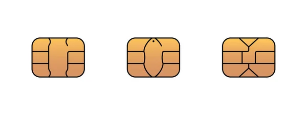 EMV χρυσό Chip εικονίδιο για τράπεζα πλαστική πιστωτική ή χρεωστική κάρτα χρέωσης. Εικόνα συμβόλου διανύσματος — Διανυσματικό Αρχείο