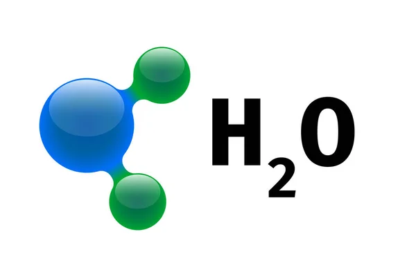 Model chemiczny cząsteczki wody H2O elementów naukowych. Zintegrowane cząstki wodoru i tlenu naturalny związek nieorganiczny. 3D cząsteczkowa ilustracja na białym tle struktura wektor — Wektor stockowy