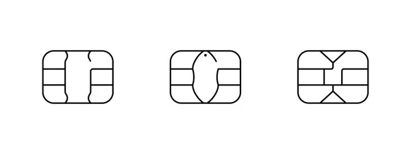 Ícone de chip EMV para cartão de crédito ou débito de plástico bancário. Ilustração do símbolo da linha vetorial —  Vetores de Stock
