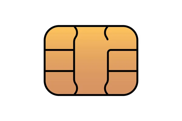 Icono de chip EMV de oro para tarjeta de crédito o débito de plástico bancario. Ilustración vectorial — Archivo Imágenes Vectoriales