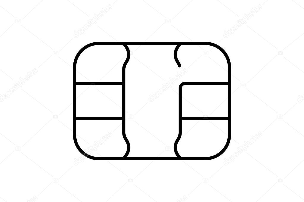 EMV chip icon for bank plastic credit or debit charge card. Vector symbol illustration