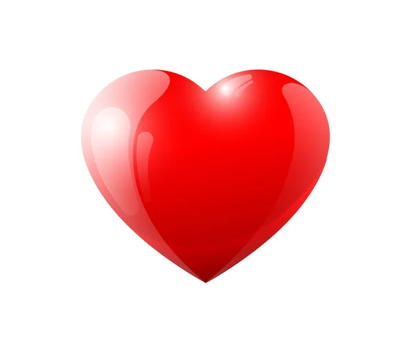 Vermelho 3d coração volumétrico. Brilhante lustroso amor valentine romântico sy —  Vetores de Stock