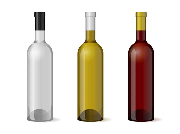 Vin realistisk 3D flaska förpackning mall som för alkoholindustrin design. Vektorillustration — Stock vektor