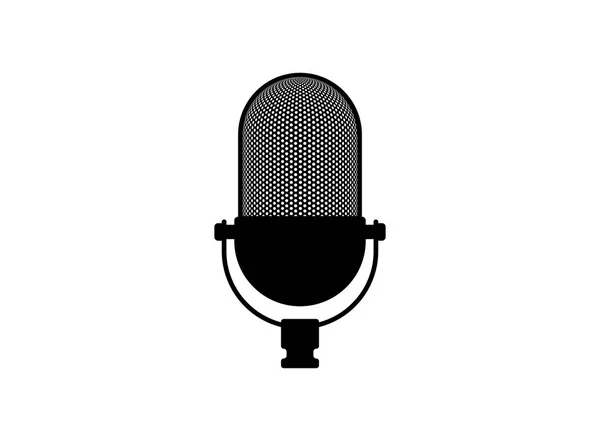 Retro vintage mikrofon vektörü. Mikrofon silueti. Müzik, ses, kayıt simgesi. Kayıt stüdyosu sembolü. Beyaz arka planda vektör çizimi — Stok Vektör