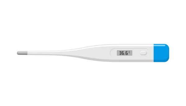 Elektroniczny termometr pokazuje temperaturę zdrowego człowieka. Ilustracja wektora na białym tle — Wektor stockowy