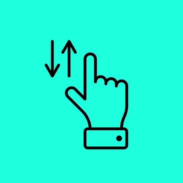 Geste écran tactile vectoriel glisser vers le haut et vers le bas icône doigt de la main. Illustration plate — Image vectorielle