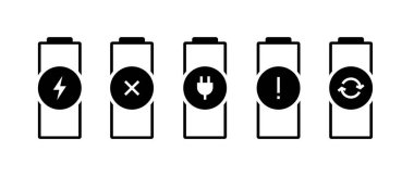 Pil şarj göstergesi durum simgesi ayarlanır. Gadget'lar akümülatör hatalı kırık gereksinimleri şarj hatası piktogramlar değiştirin. Vektör çizimi