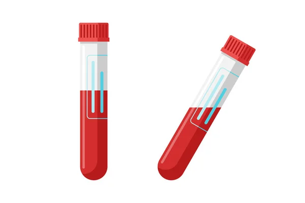 Teste de sangue vertical e inclinado conjunto de tubos. Análise médica ilustração vetorial — Vetor de Stock