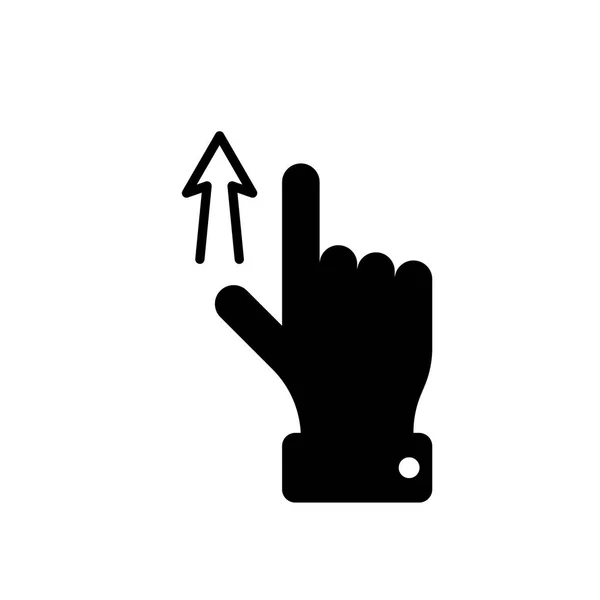 Gesto tela de toque vetorial deslize para cima dedo ícone pictograma mão para dispositivos móveis ou sites. Ilustração plana —  Vetores de Stock
