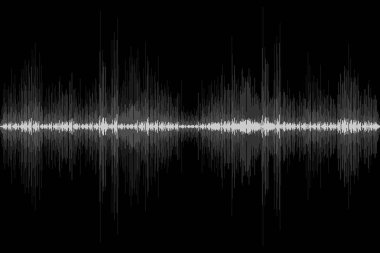 Siyah arka planda ses dalgası ritmi. Soyut hareket ses sinyali sembolü. Vektör çizimi