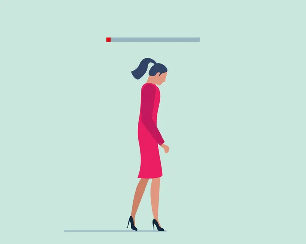 Concept de syndrome de Burnout. Jeune femme fatiguée sans travail ni énergie vitale. Illustration vectorielle dépression et fatigue — Image vectorielle