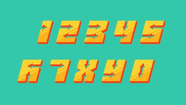 Numbers 123 renk Set 3D italik Vintage tarzında ok ile hızlı srtyle trendy tipografi consisiting için 1 2 3 4 5 6 7 8 9 0 spor poster tasarım veya tebrik kartı. Vektör modern yazı tipi