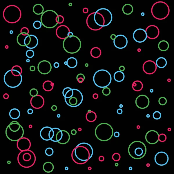 Renkli soyut çizgi kabarcık daire geometrik şekil deseni. Siyah arka planda vektör çizimi — Stok Vektör
