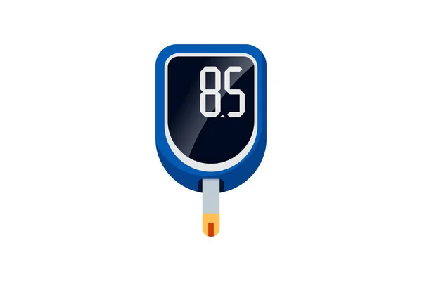 Medidor de glicose no sangue que mede o dispositivo de controlo do açúcar. Glicosímetro eletrônico para pacientes diabéticos. Iluminação do vetor médico — Vetor de Stock